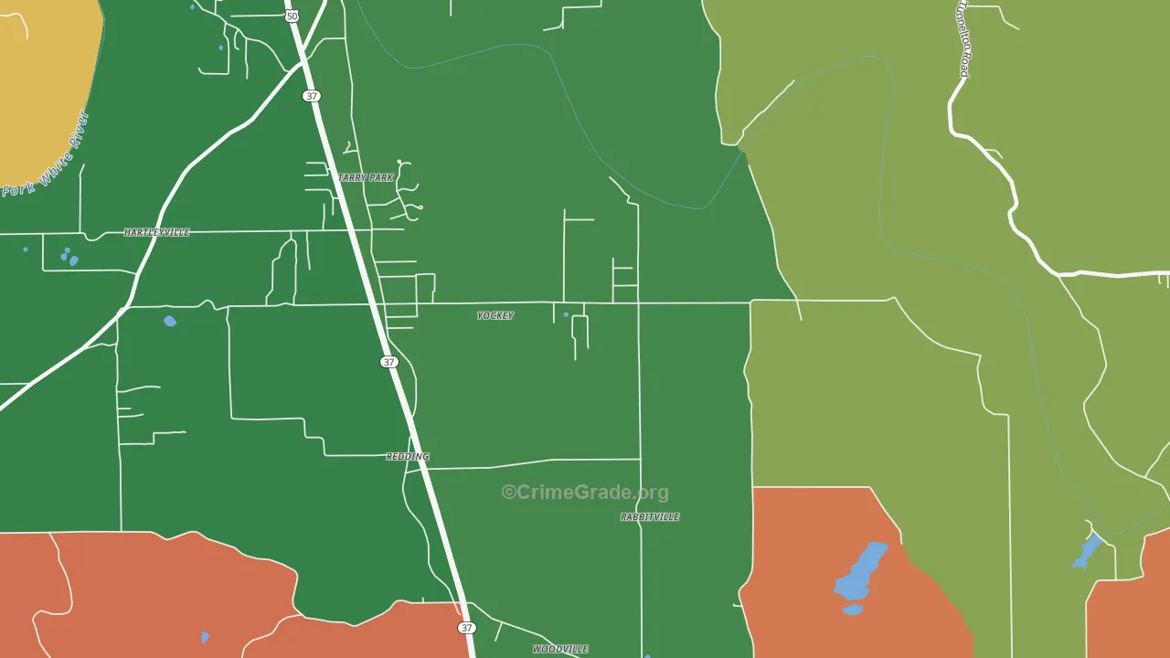Yockey, IN Map of Robbery Rates