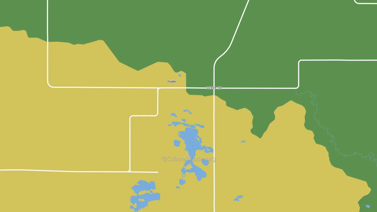 Yoder, WY Map of Robbery Rates