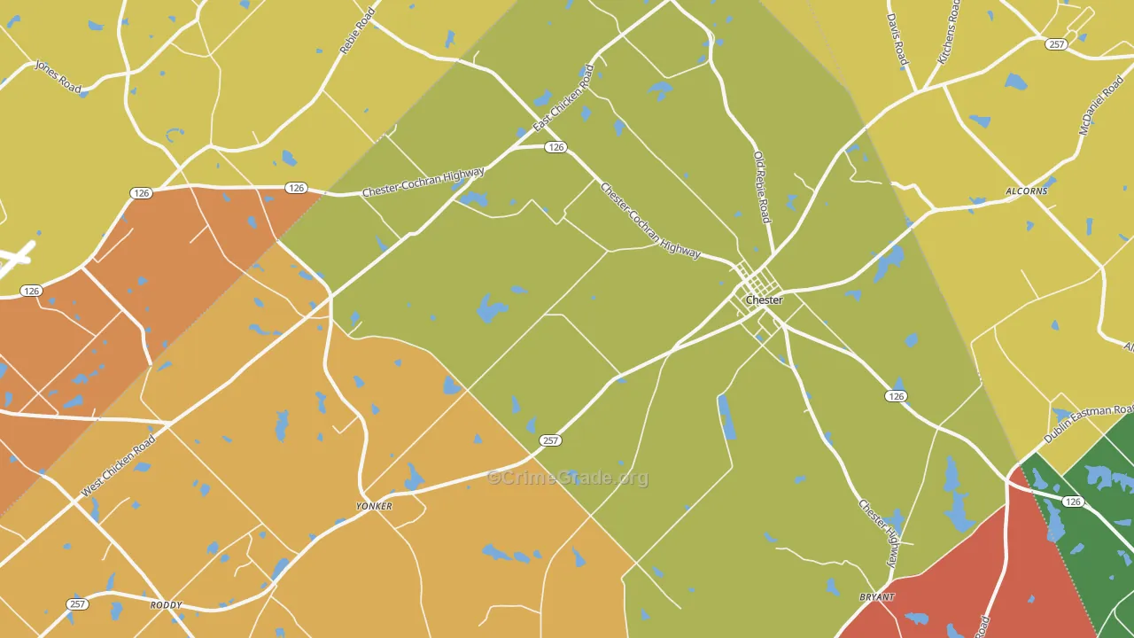 Yonkers, GA Map of Robbery Rates