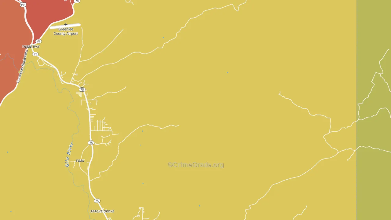 York, AZ Map of Robbery Rates