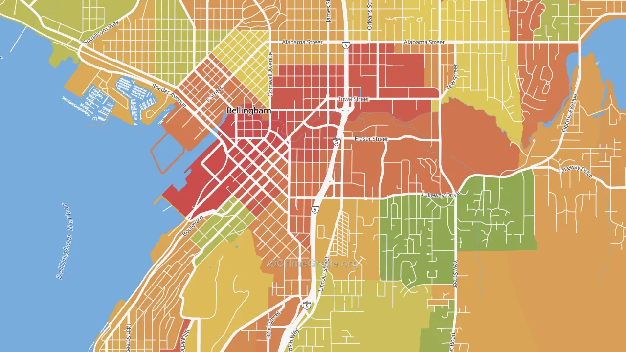 York, Bellingham, WA Map of Robbery Rates