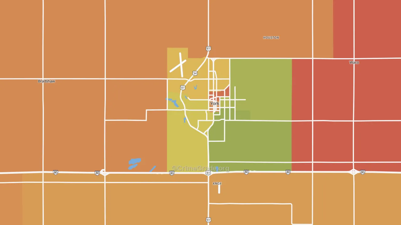 York County, NE Map of Robbery Rates