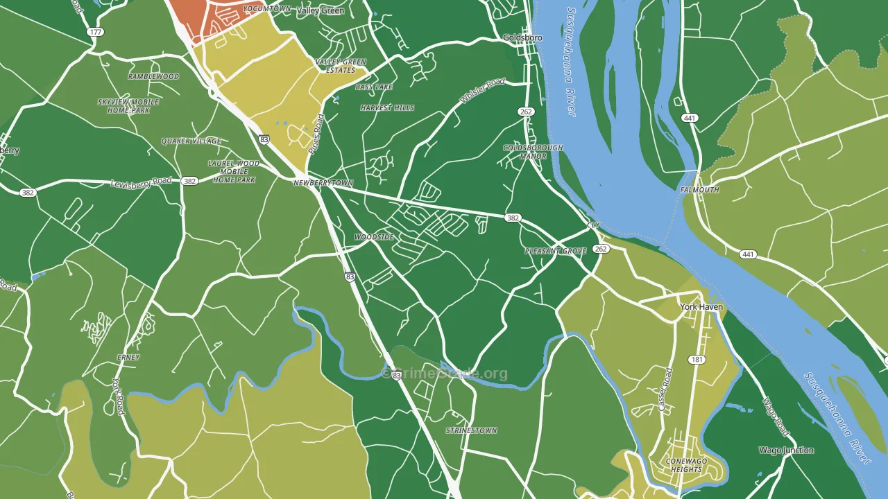 York Haven, PA Map of Robbery Rates