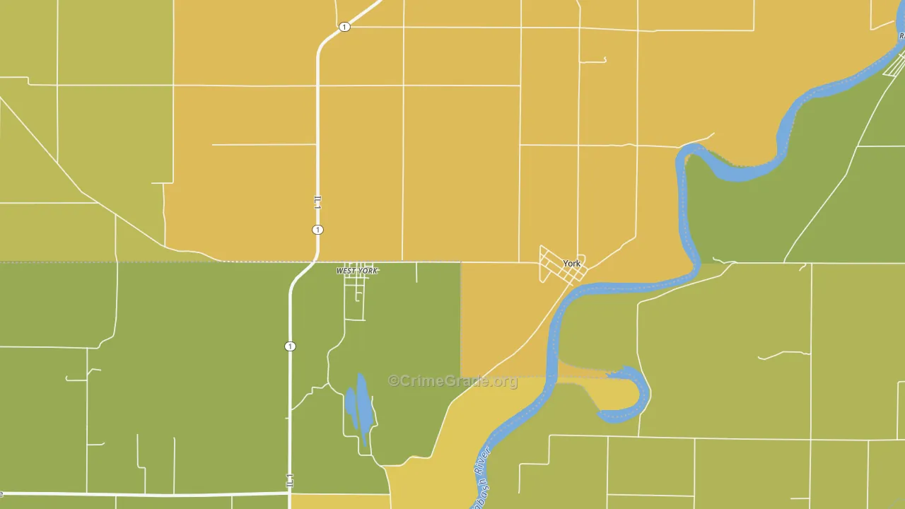 York, IL Map of Robbery Rates