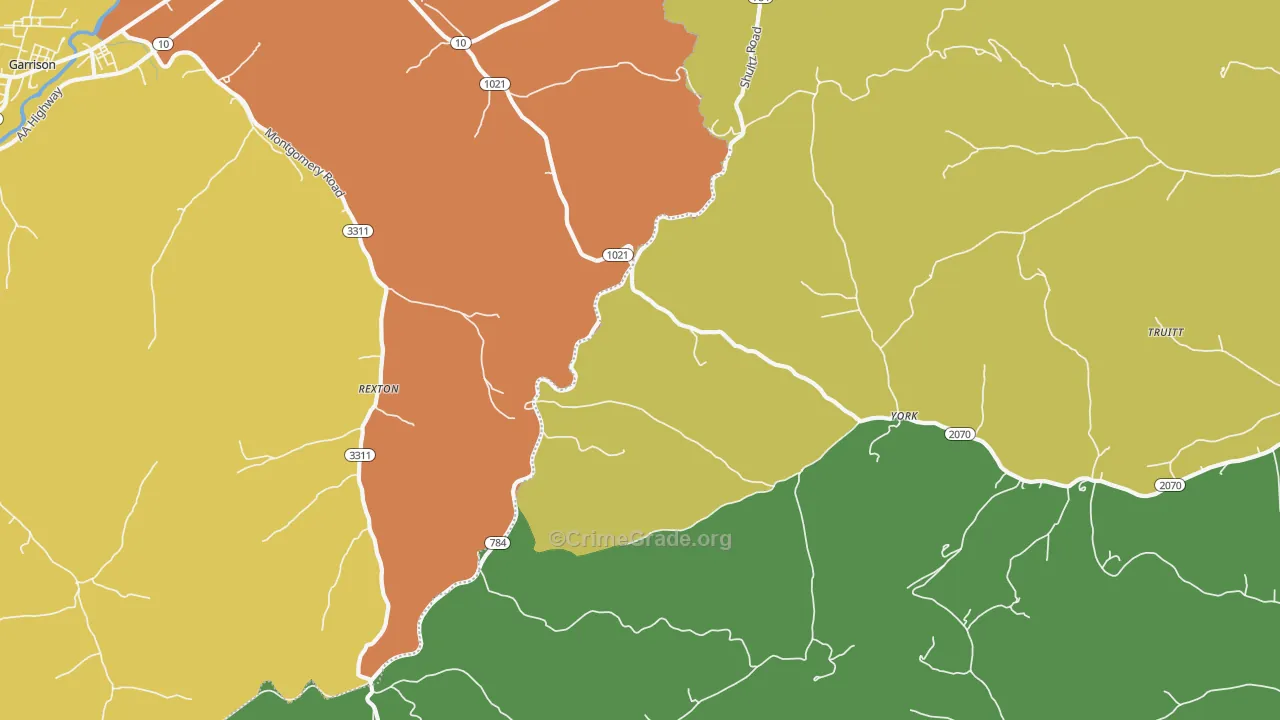 York, KY Map of Robbery Rates