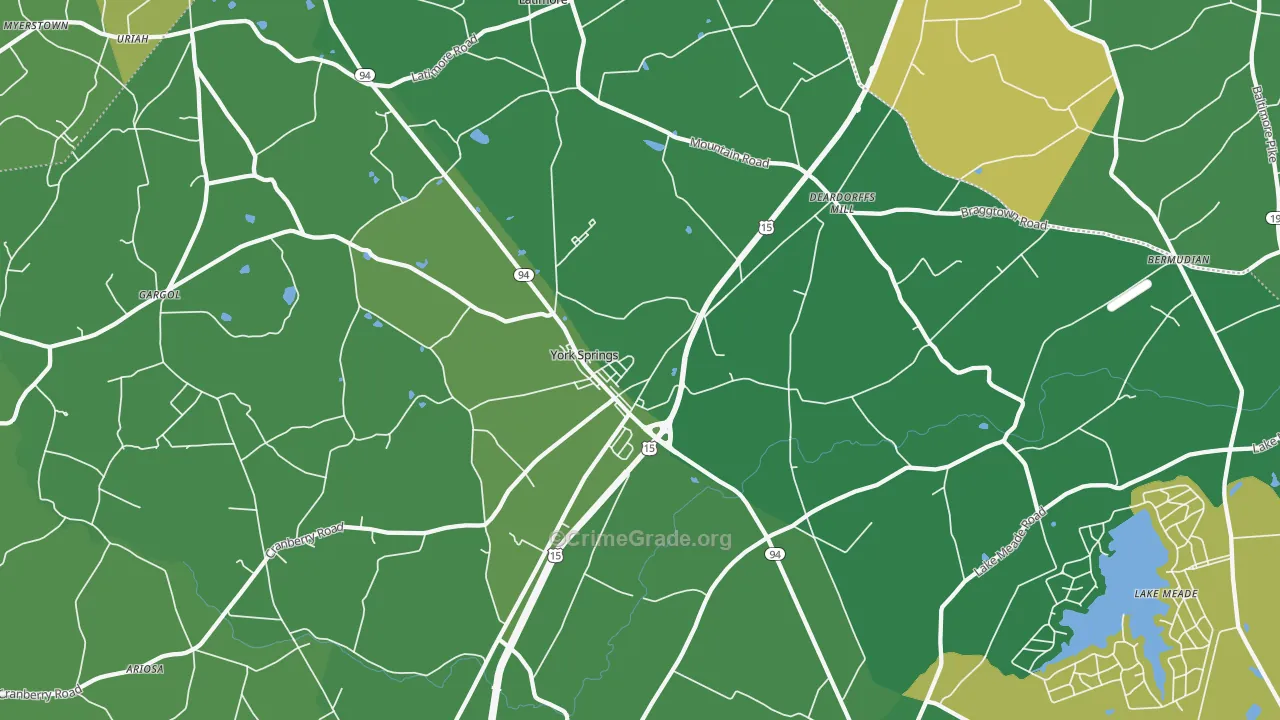 York Springs, PA Map of Robbery Rates
