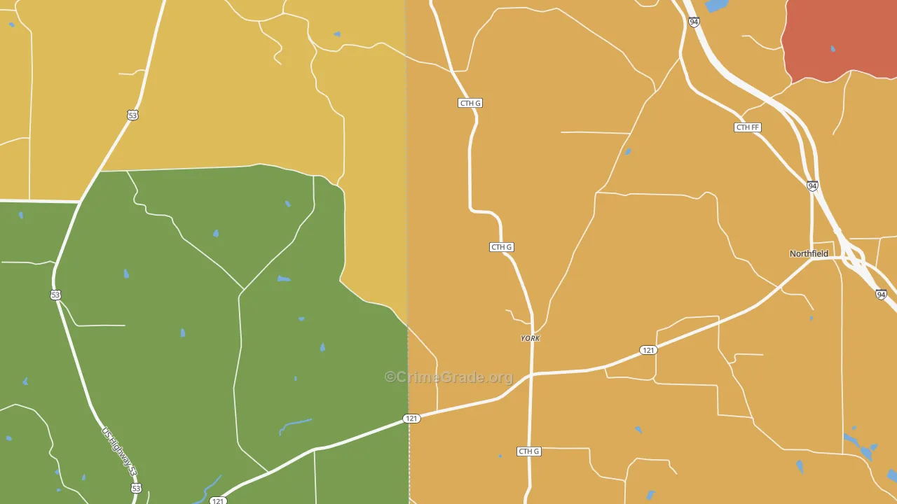 York, WI Map of Robbery Rates