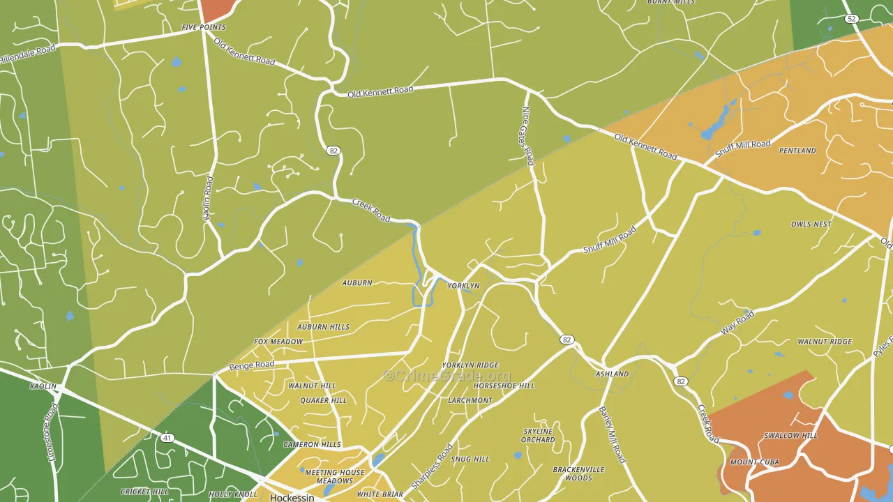 Yorklyn, DE Map of Robbery Rates