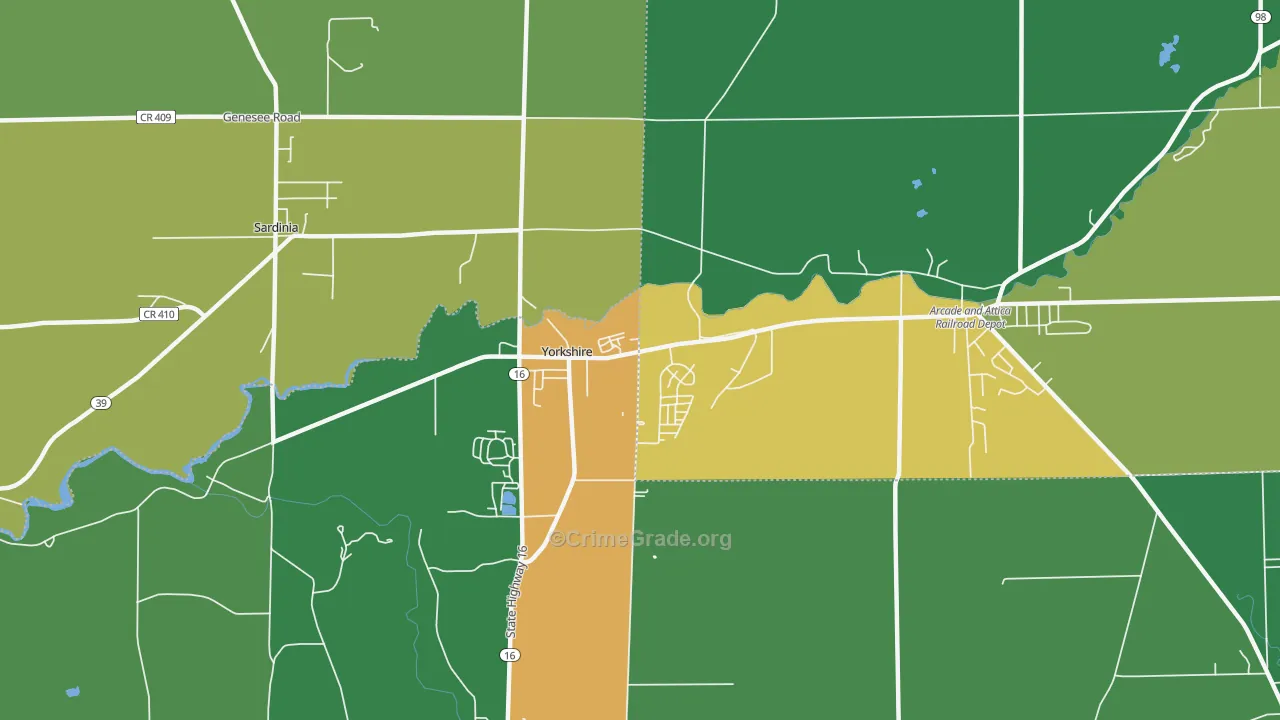 Yorkshire, NY Map of Robbery Rates