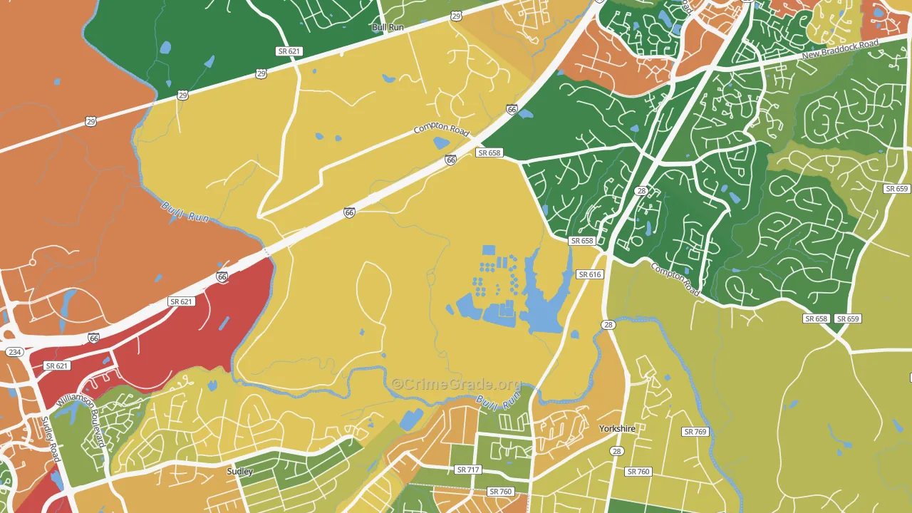 Yorkshire Park, VA Map of Robbery Rates
