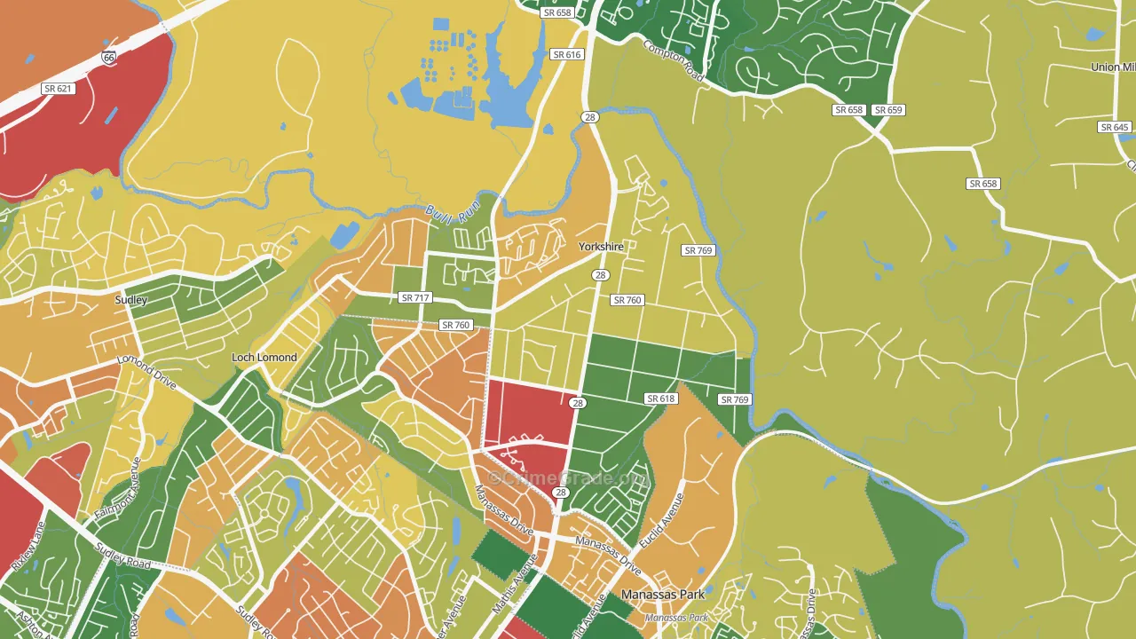 Yorkshire, VA Map of Robbery Rates