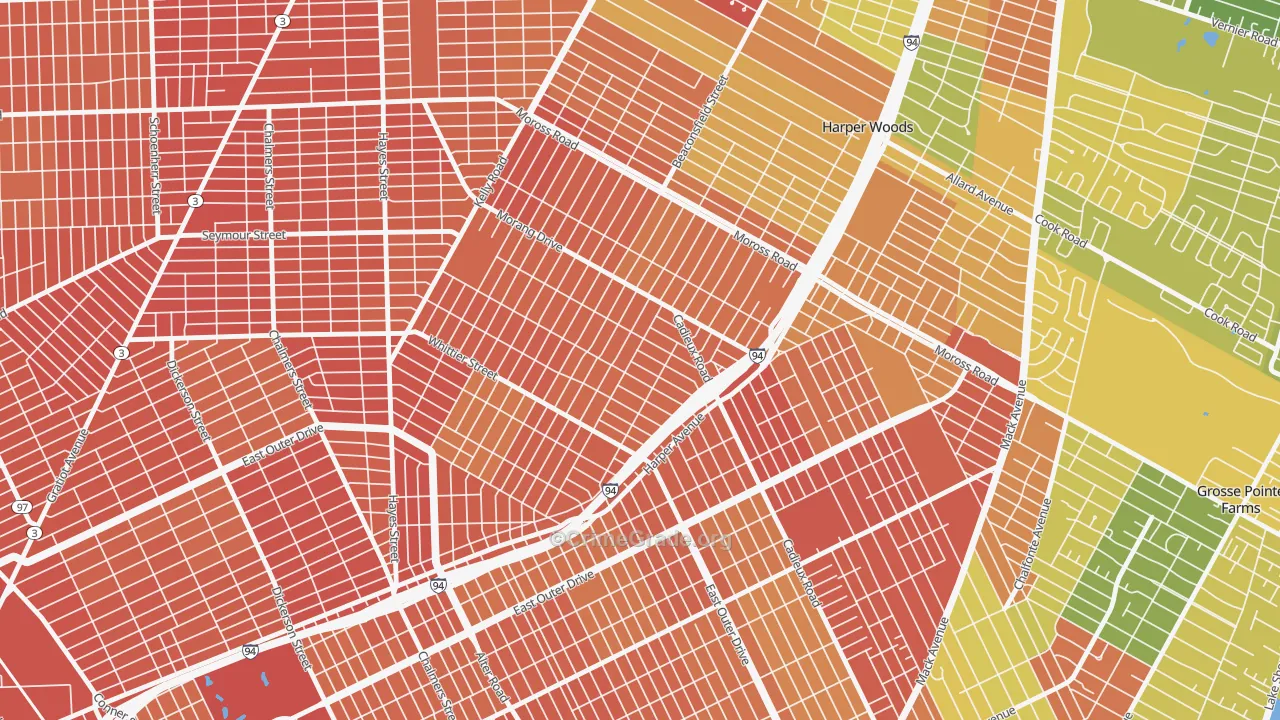 Yorkshire Woods, Detroit, MI Map of Robbery Rates