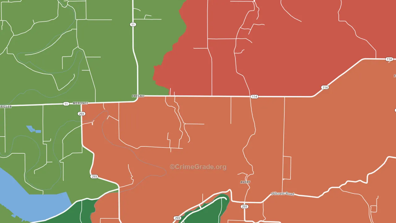 Yorktown, AR Map of Robbery Rates