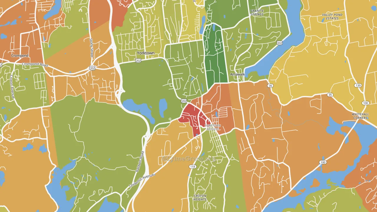 Yorktown Heights, NY Map of Robbery Rates