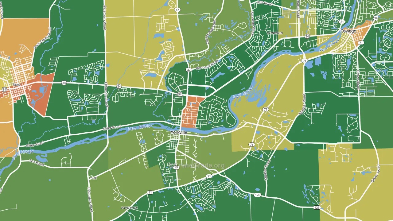 Yorkville, IL Map of Robbery Rates