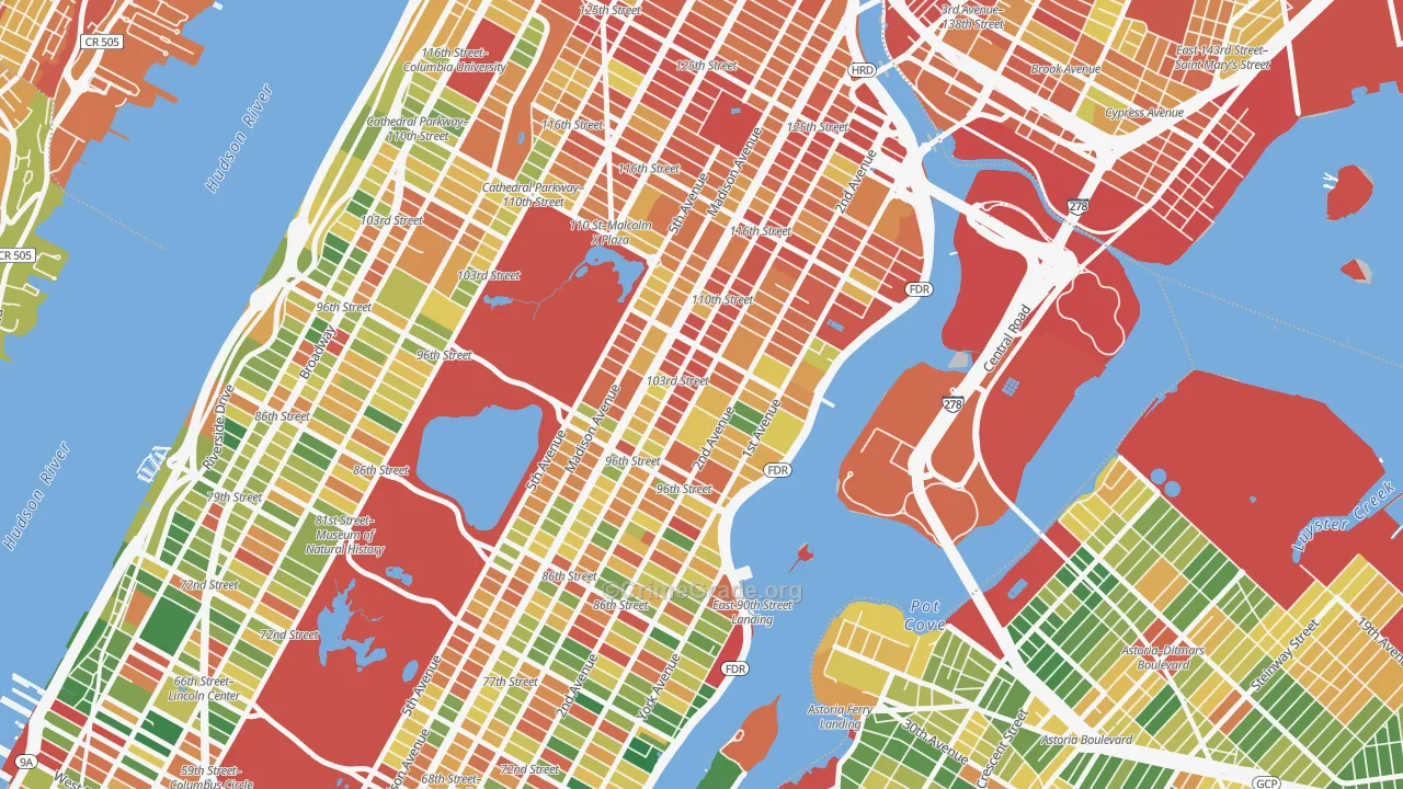 Yorkville, Manhattan, NY Map of Robbery Rates