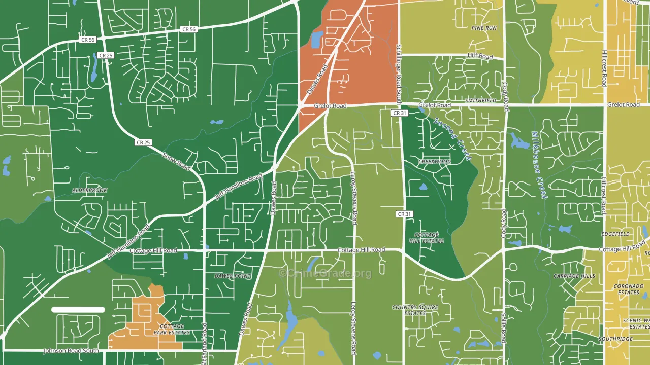 Yorkwood, Mobile, AL Map of Robbery Rates