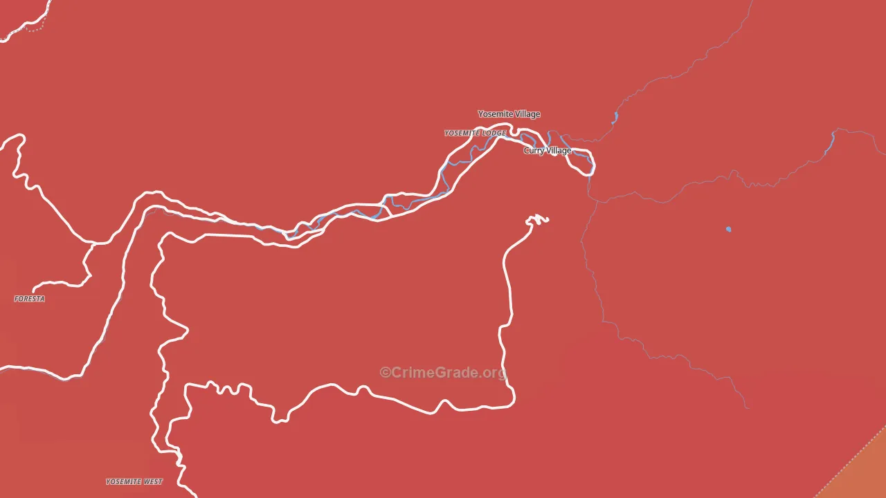 Yosemite National Park, CA Map of Robbery Rates