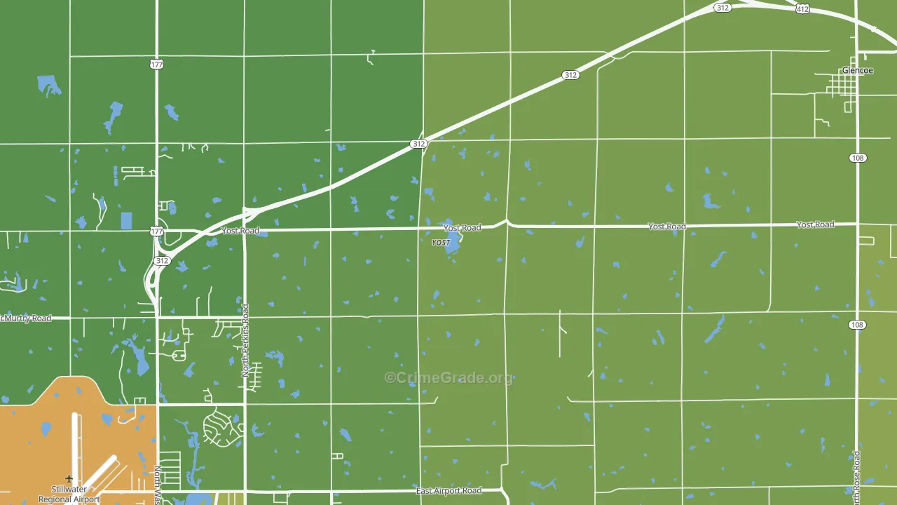 Yost, OK Map of Robbery Rates