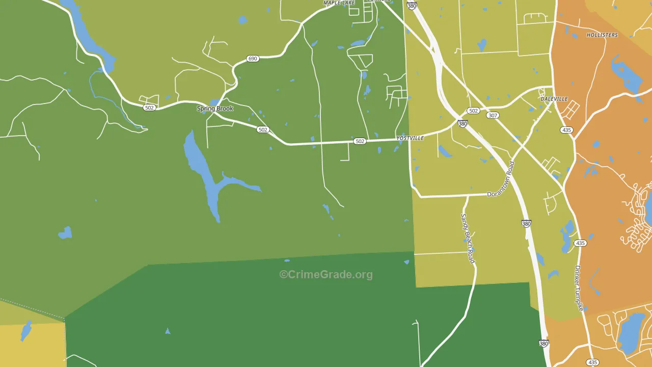 Yostville, PA Map of Robbery Rates