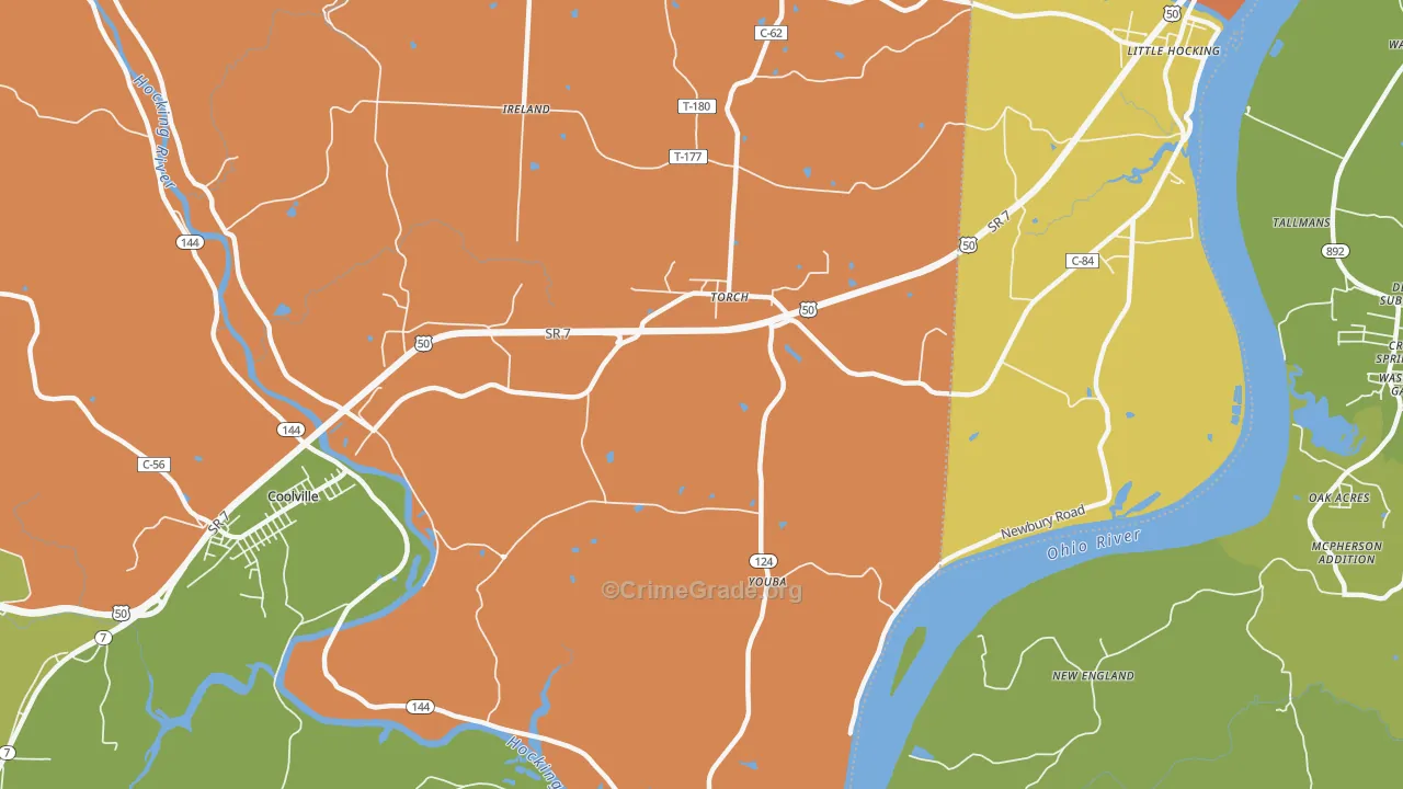 Youba, OH Map of Robbery Rates