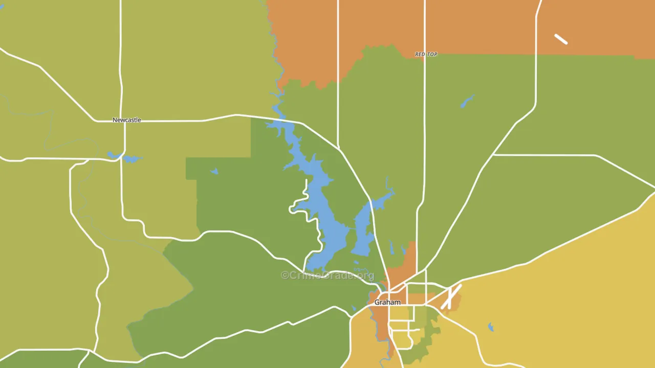 Young County, TX Map of Robbery Rates
