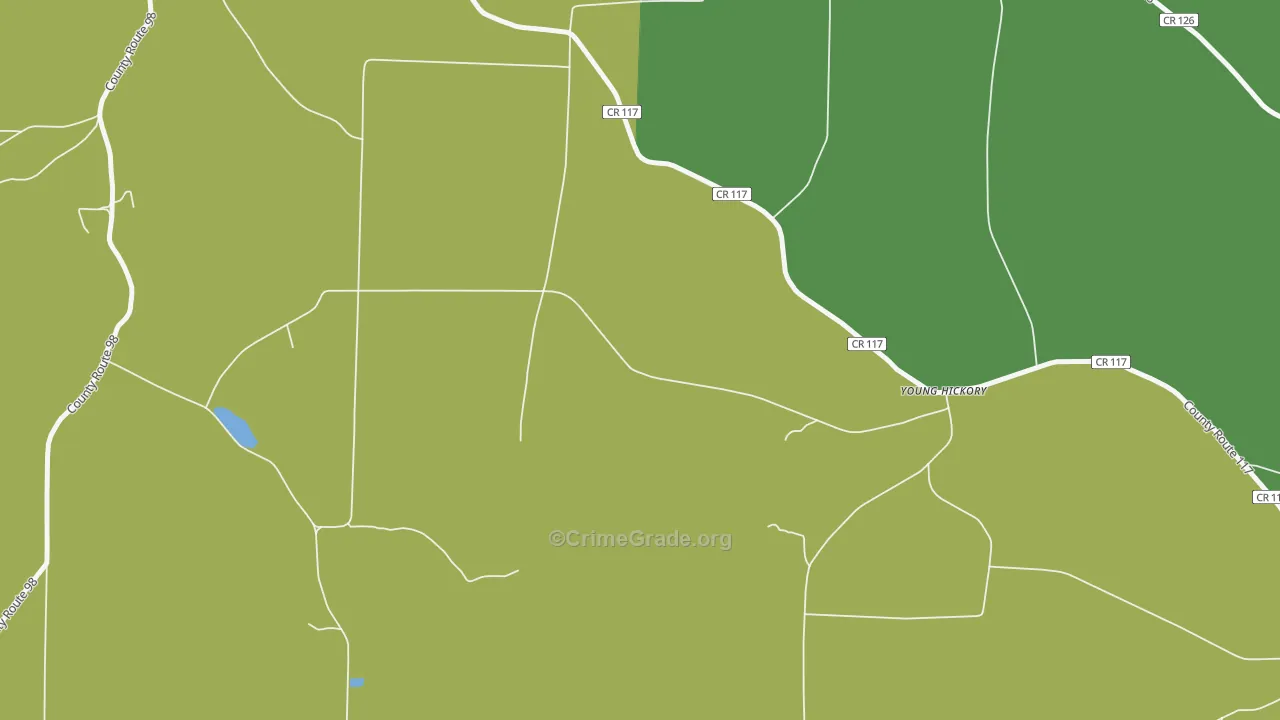 Young Hickory, NY Map of Robbery Rates
