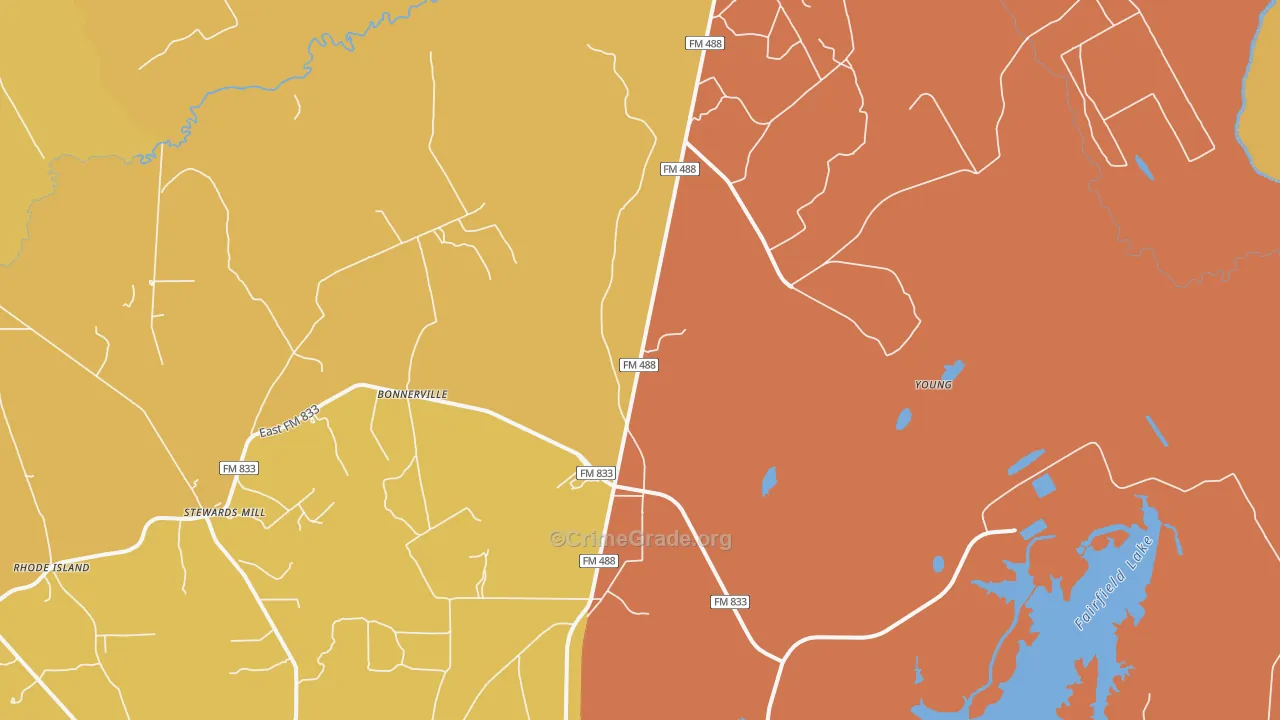Young, TX Map of Robbery Rates