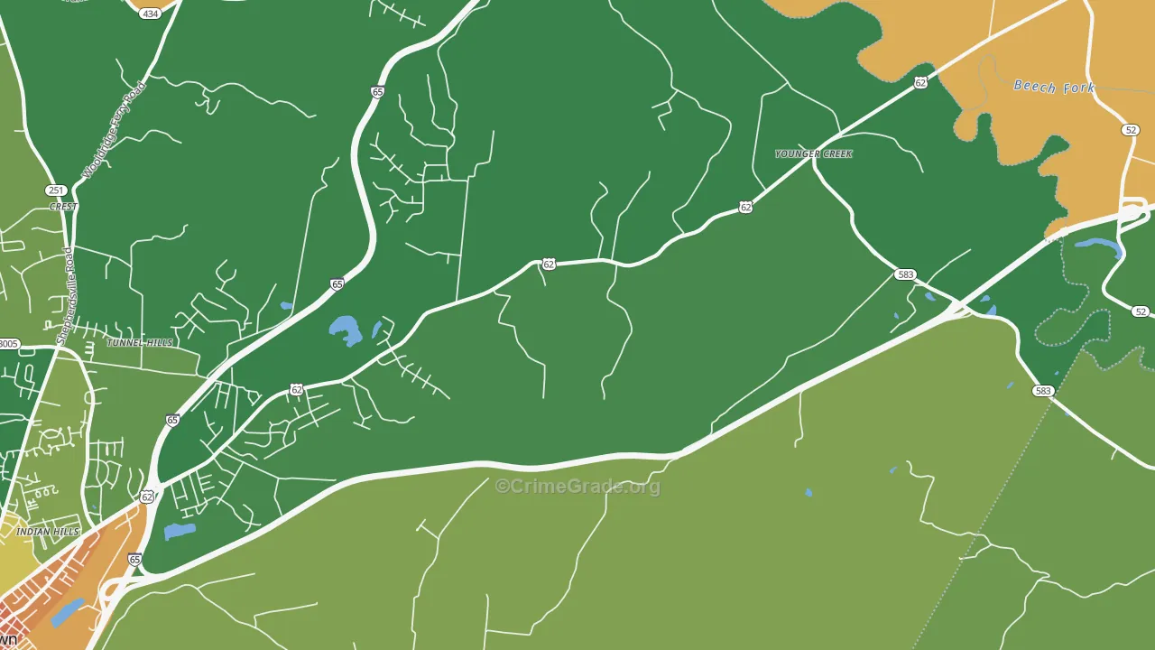 Younger Creek, KY Map of Robbery Rates