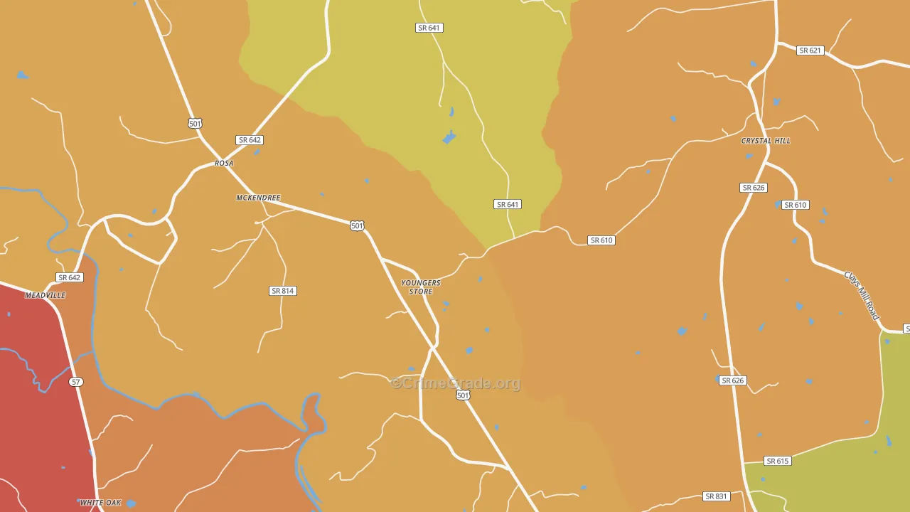 Youngers Store, VA Map of Robbery Rates