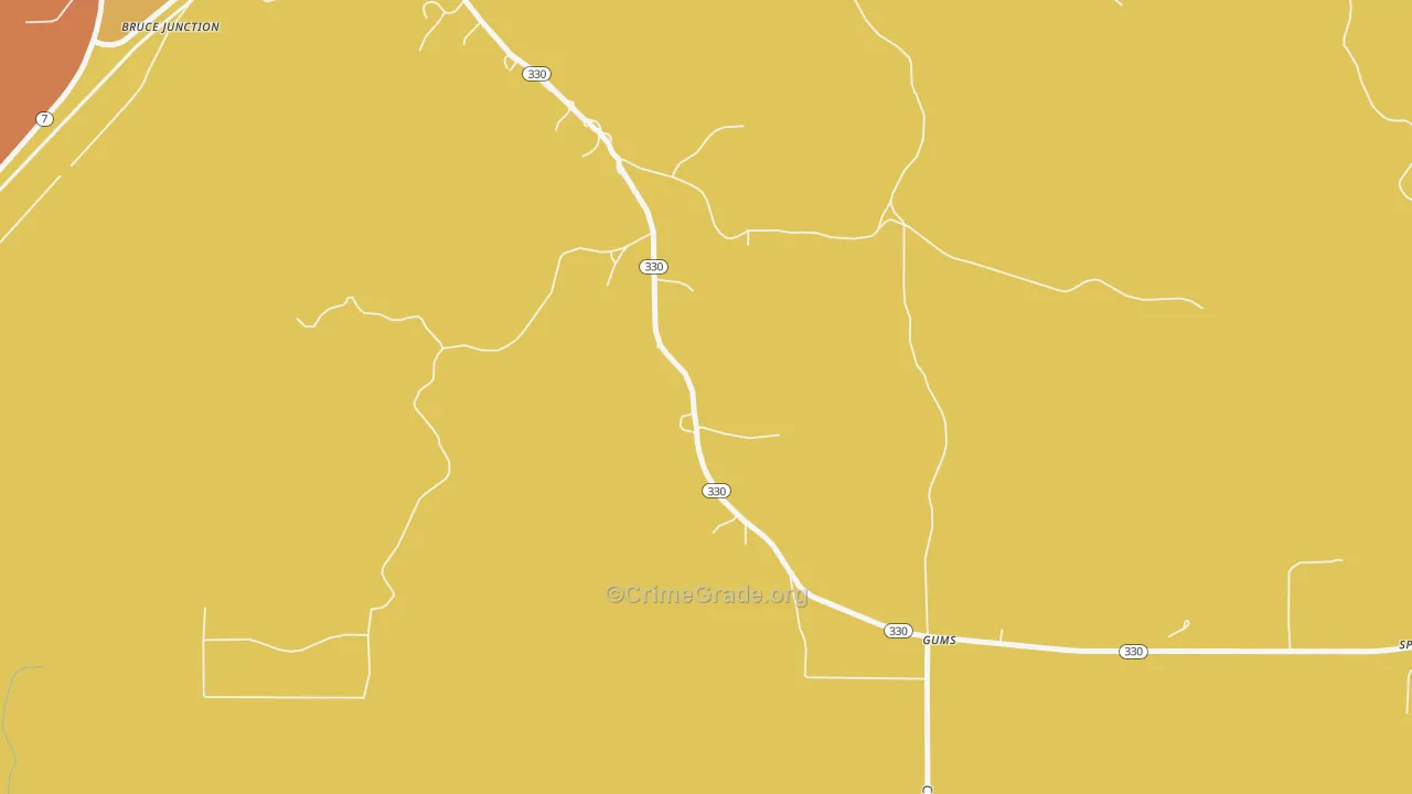 Youngs, MS Map of Robbery Rates