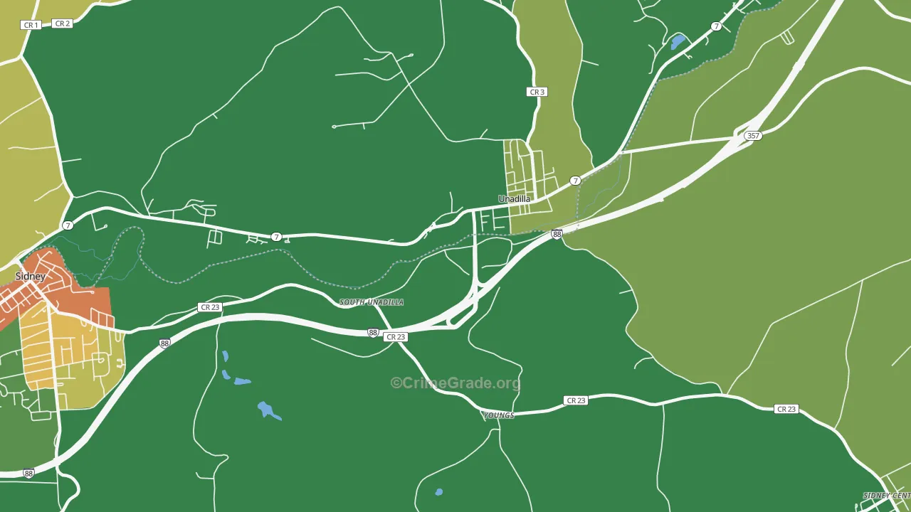 Youngs, NY Map of Robbery Rates