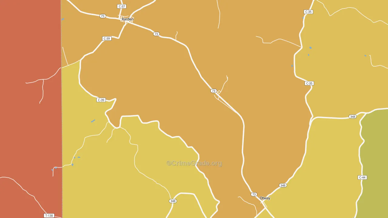 Youngs, OH Map of Robbery Rates