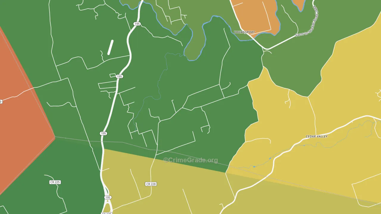 Youngsport, TX Map of Robbery Rates