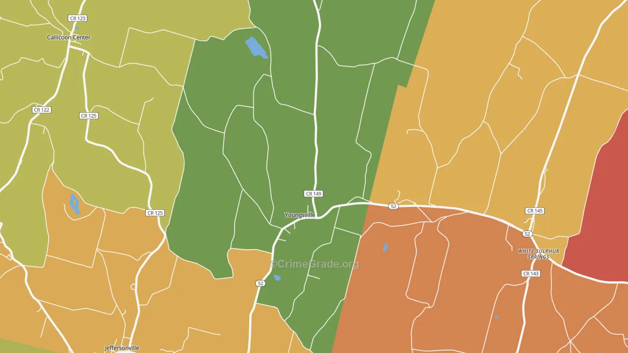 Youngsville, NY Map of Robbery Rates
