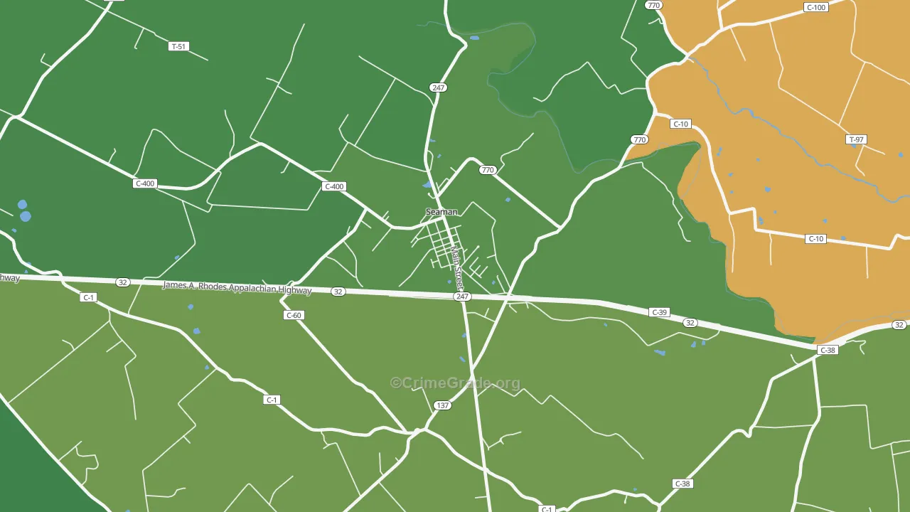 Youngsville, OH Map of Robbery Rates