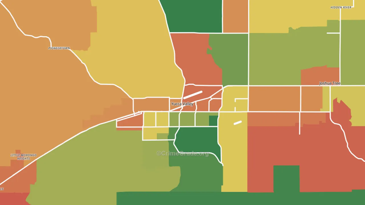 Yucca Valley, CA Map of Robbery Rates