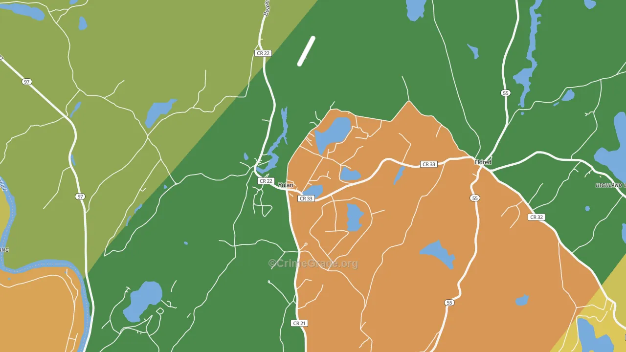 Yulan, NY Map of Robbery Rates