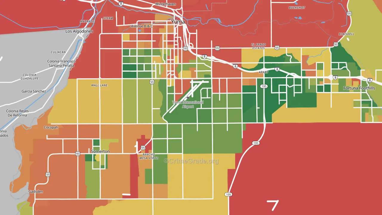 Yuma County, AZ Map of Robbery Rates