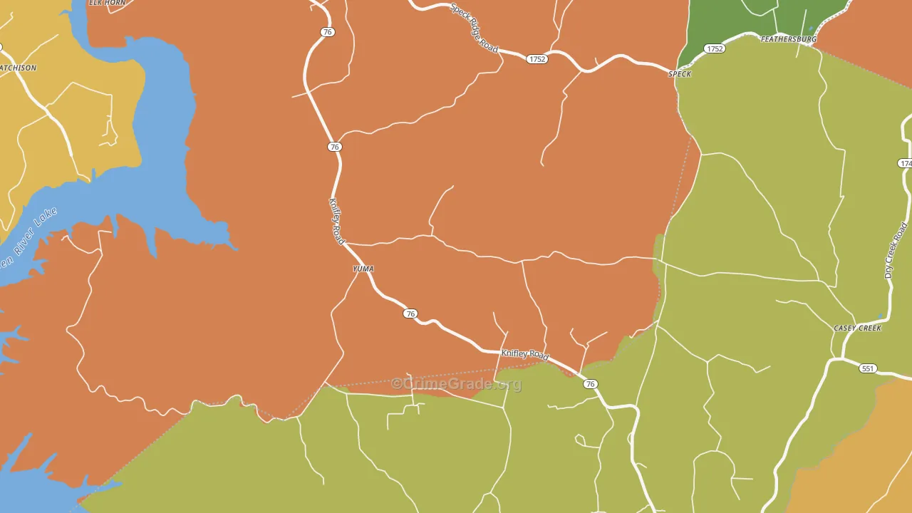 Yuma, KY Map of Robbery Rates