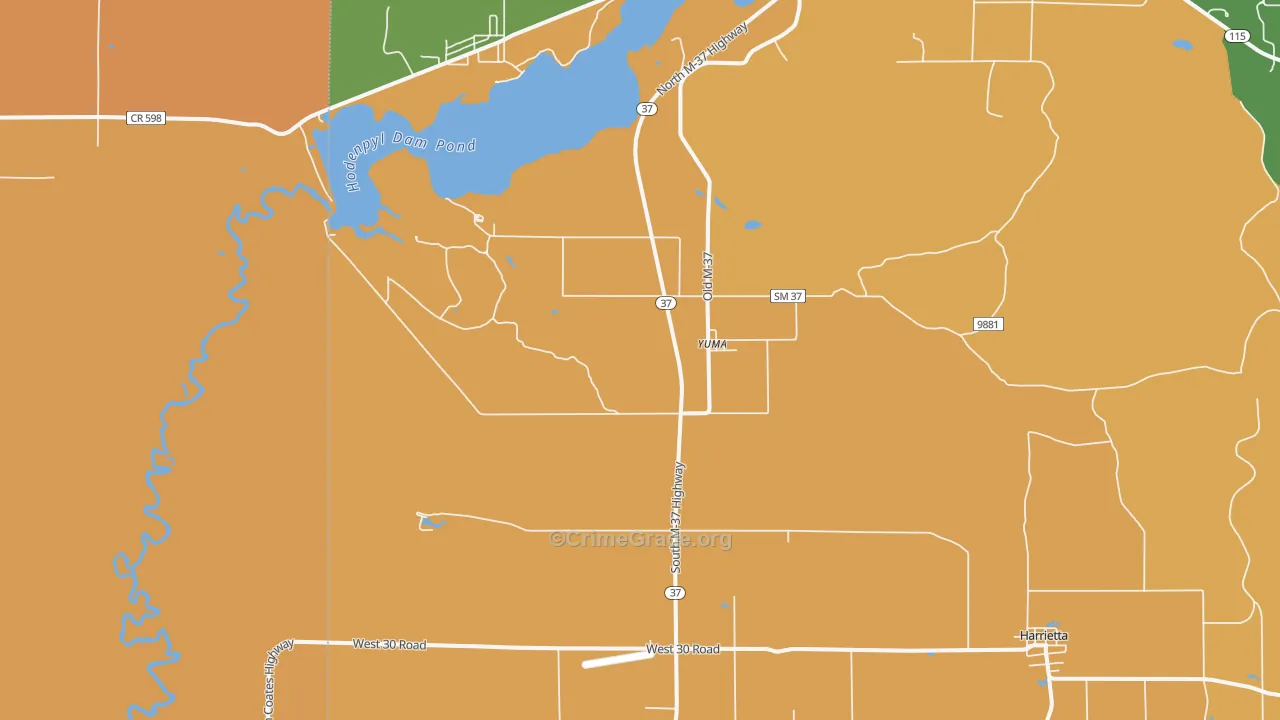 Yuma, MI Map of Robbery Rates