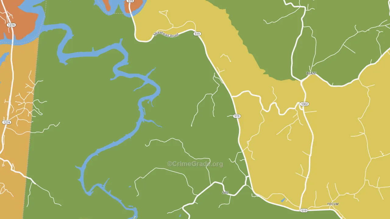 Zag, KY Map of Robbery Rates