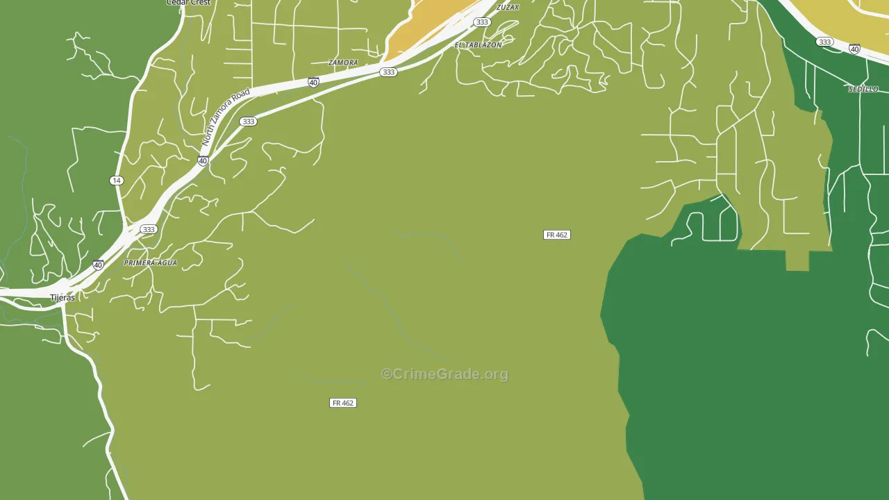 Zamora, NM Map of Robbery Rates