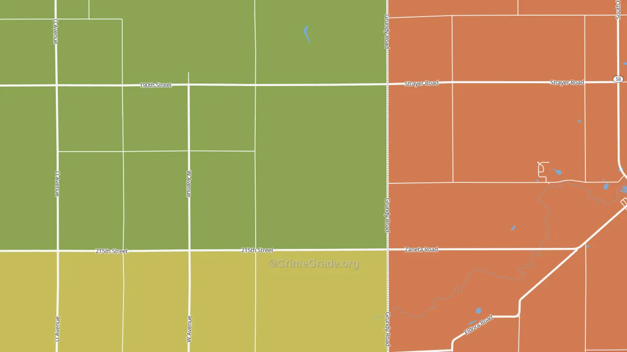 Zaneta, IA Map of Robbery Rates
