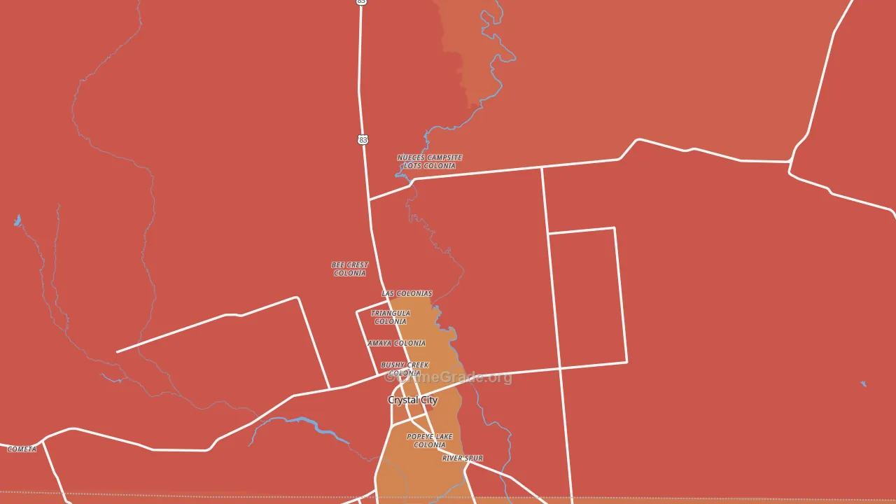 Zavala County, TX Map of Robbery Rates
