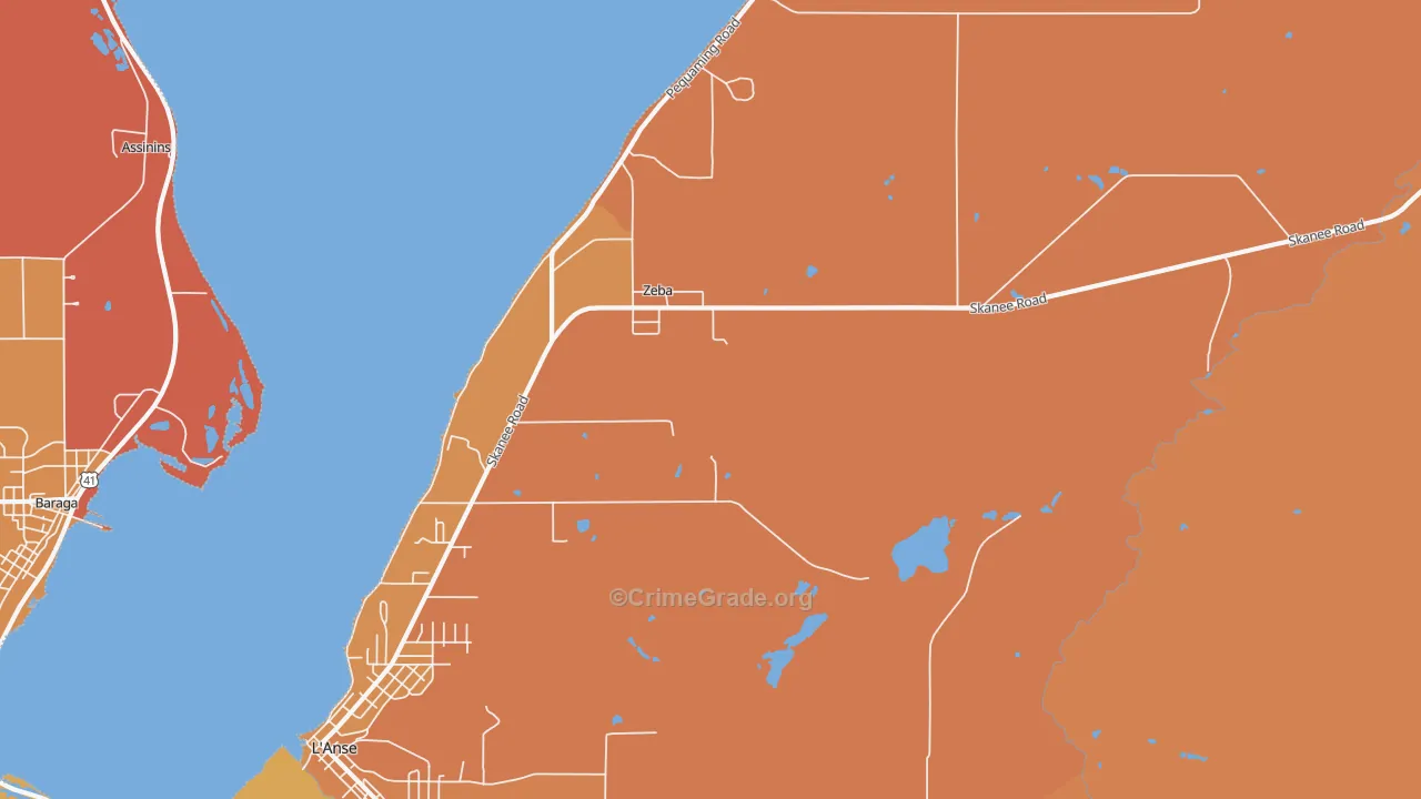 Zeba, MI Map of Robbery Rates