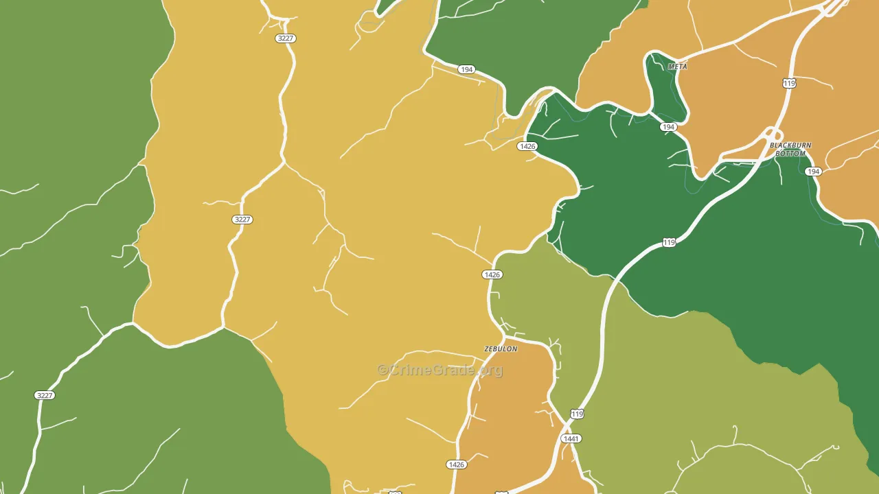 Zebulon, KY Map of Robbery Rates