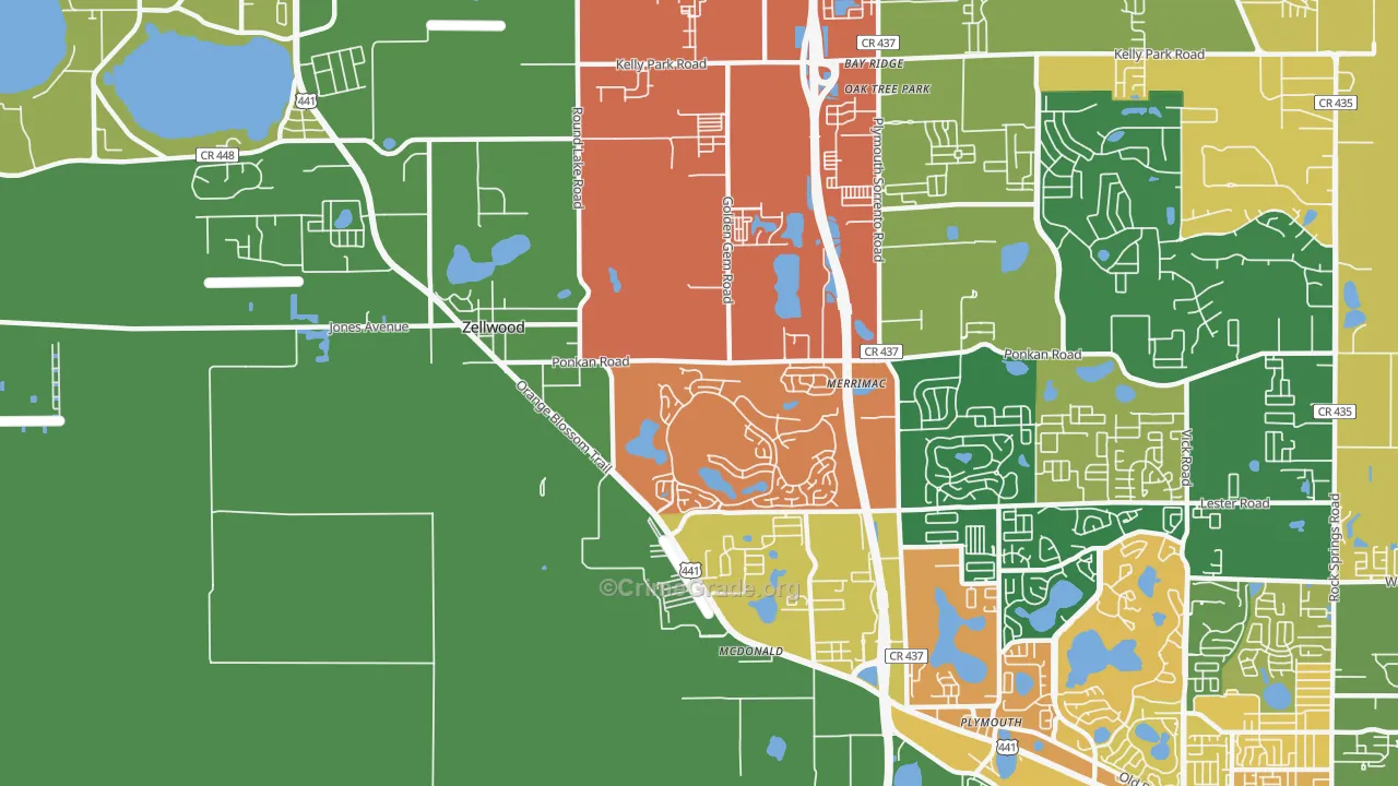 Zellwood, FL Map of Robbery Rates