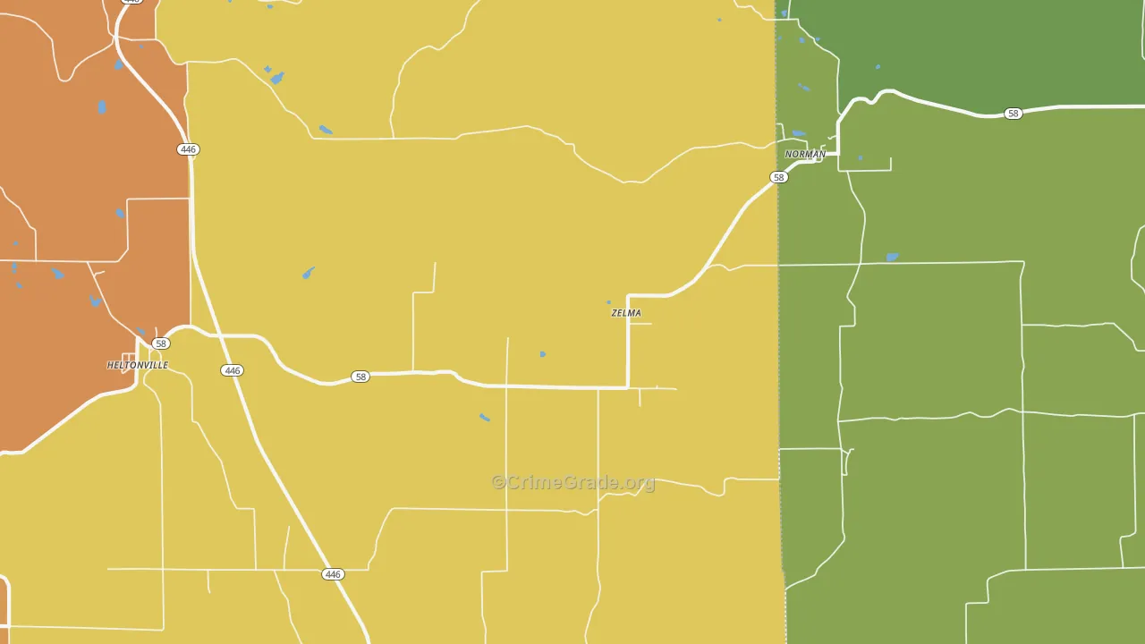 Zelma, IN Map of Robbery Rates