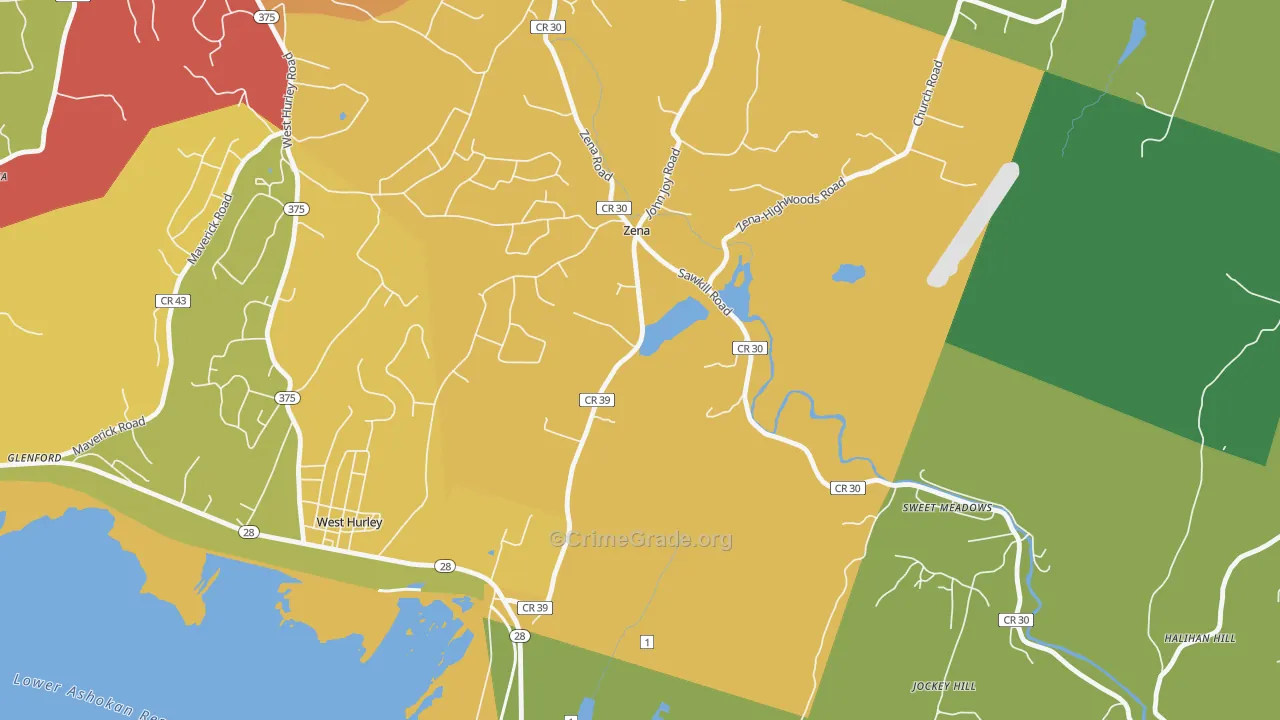 Zena, NY Map of Robbery Rates